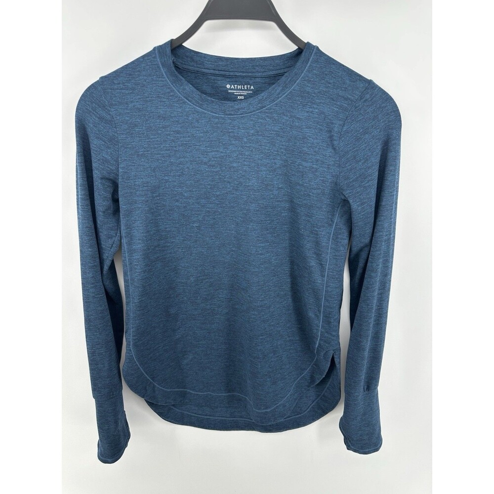Athleta Shirt  Heathered Blue Performance Long Sleeve Top Size XXS #b1